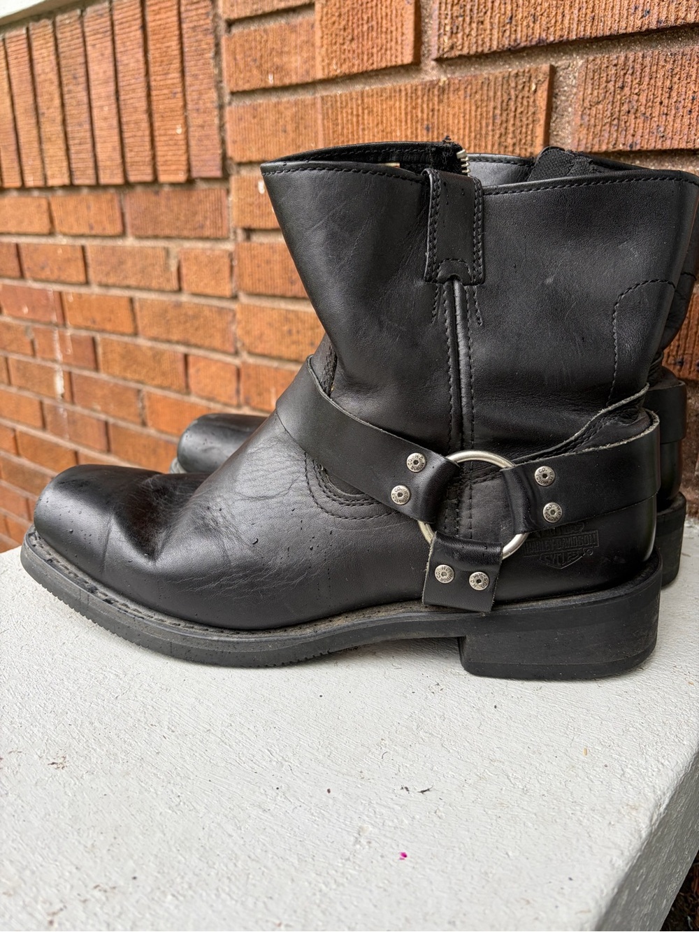 Harley-Davidson Black Leather Harness Motorcycle Boots